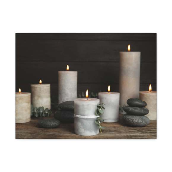 Composition with Burning Candles Forest Floral Nature Photography Canvas Wall Ar